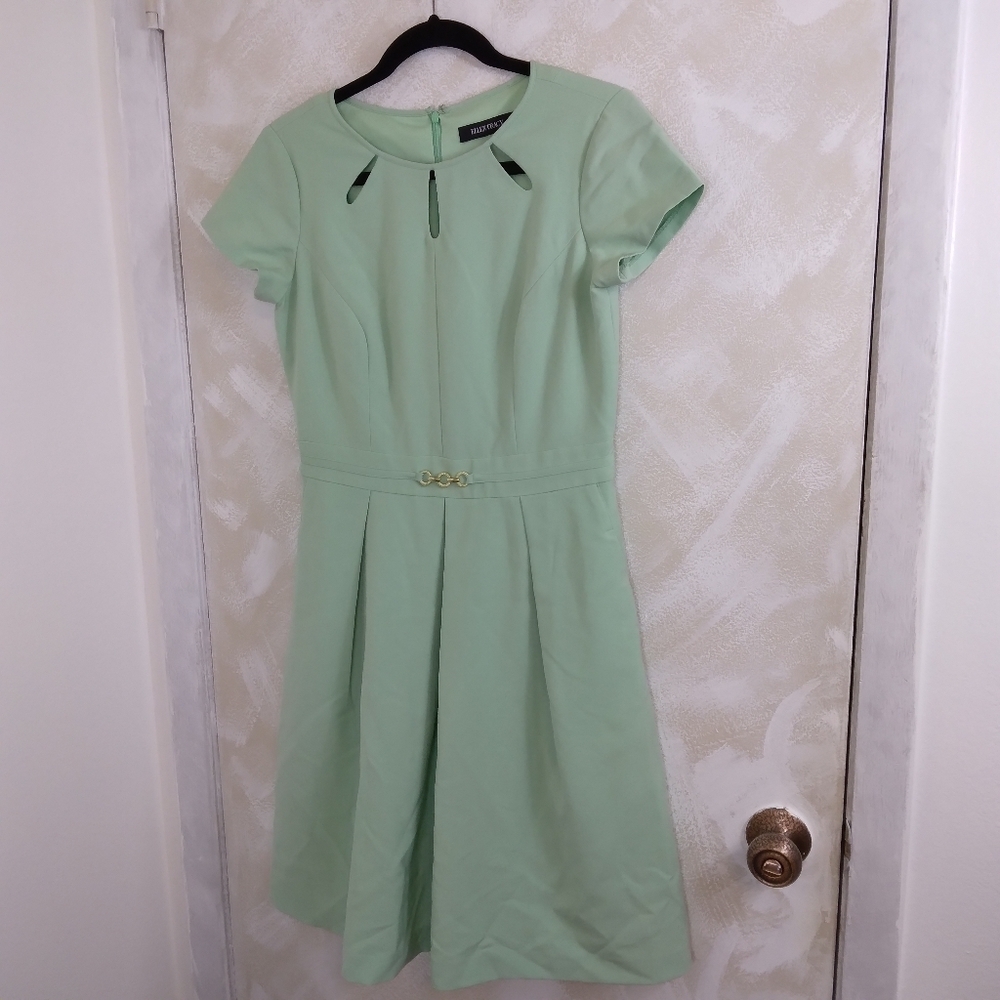 POCKETS Size 4 Mint Green Ellen Tracy Dress Pleated Career